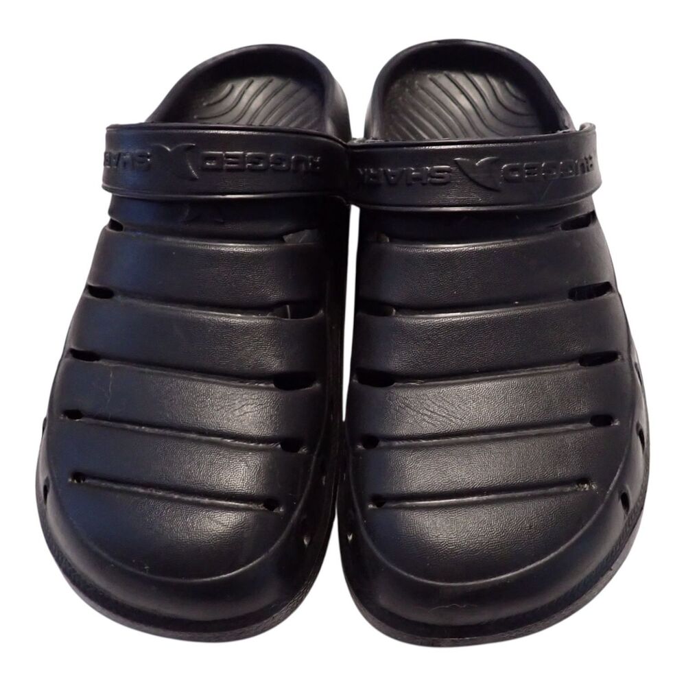 Rugged Shark EVA Black Slip On Clogs Sandals Water Beach Mens 8 Womens 10